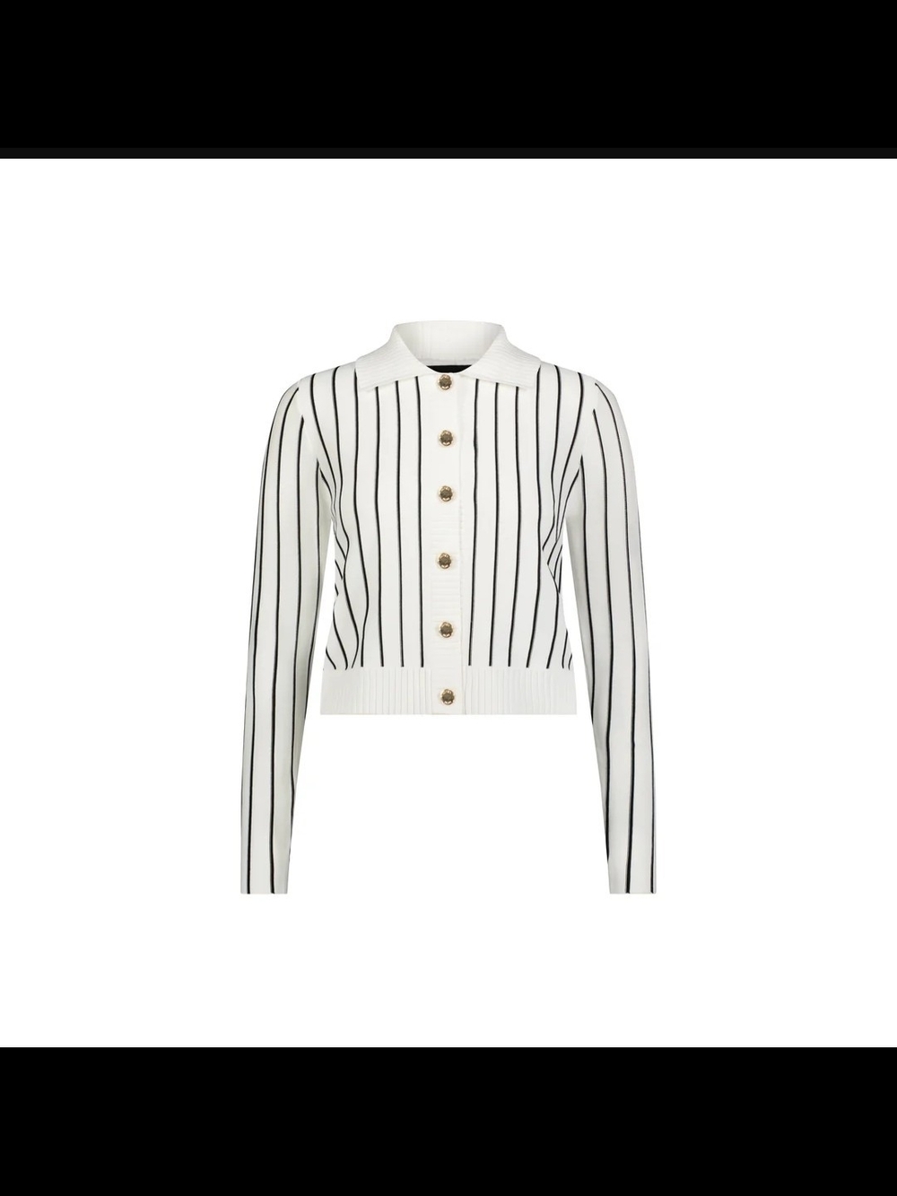NWT Aleeza Paris White w Black Stripes Knit Cardigan S - Picture 2 of 6